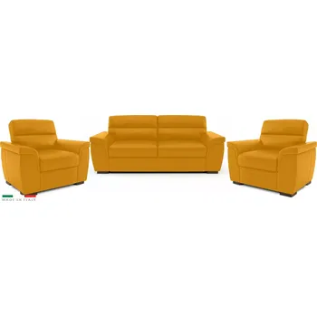 Sedací souprava Kožená sedací souprava ROSSO II 3+1+1, žlutá (giallo 320)