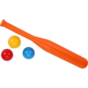 Teddies Baseballová pálka 50 cm + míčky 3 ks oranžová