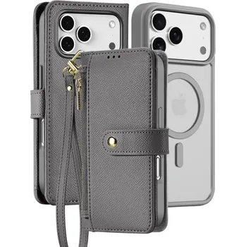 Pouzdro na mobilní telefon DUX DUCIS Lawa 2v1 odnímatelné flipové pouzdro s MagSafe a peněženkou pro iPhone 17 Pro - šedé