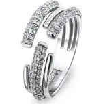 Brilio Silver Luxusní otevřený prsten s čirými zirkony RI036W 50 mm + 2 měsíce na vrácení zboží