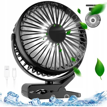 Zabezpečení domácnosti WENTYLATOR KEMPINGOWY USB, 3 ÚROVNĚ VÝKONU, NABÍJENÍ, LED, PŘENOSNÝ, STOLNÍ