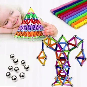 ostatní stavebnice Stavebnice Stavební Kostky, Konstrukční Sada 206 dílů, Vzdělávací Magnetické Tyčinky