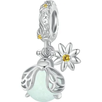 Přívěsek For Silver Korálek Světluška se svítícím kamenem a květinou - Stříbro 925