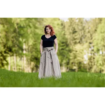 Dámská sukně Nelly Lněná dámská sukně dlouhá / super soft - natural velikost: M