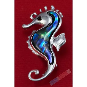 Brož Brož z perleti paua ve tvaru mořského koníka, cca 36 x 20 mm (BP6655N)