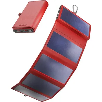 Powerbanka SUNSLICE Electron - Přenosná solární powerbanka, červená