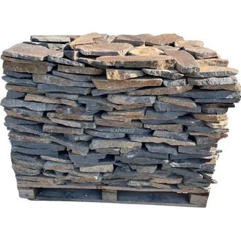 Přírodní kámen Přírodní kámen Andezit šedo-hnědý nepravidelné tvary tl. 20-40 mm (Dlažba/obklad tl. 20-40 mm, rozměr 15-40 cm)