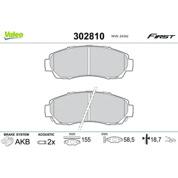 Brzdová destička Sada brzdových destiček, kotoučová brzda VALEO 302810