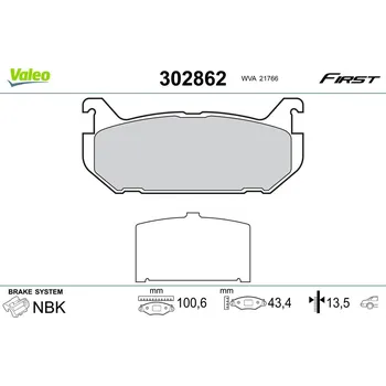 Brzdová destička Sada brzdových destiček, kotoučová brzda VALEO 302862