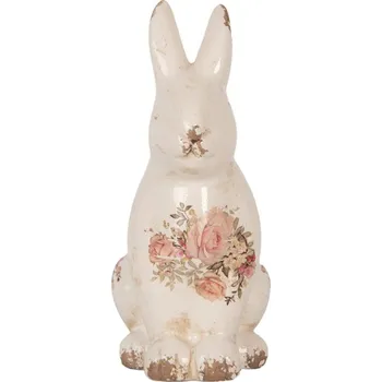 Keramická dekorace králík s růžemi a patinou Rosien M – 13x10x21 cm