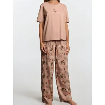 Dámské pyžamo Sinsay - Dvoudílné bavlněné pyžamo - hnědá - 197FM-82X - 197FM-82X-XL