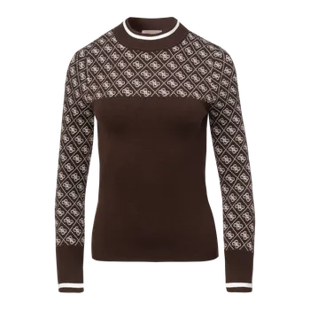 Dámský svetr Dámský Svetr GUESS LS MOCK NECK AUBREY 4G SWTR W5BR24Z3JD2-FNHT – Hnědá S