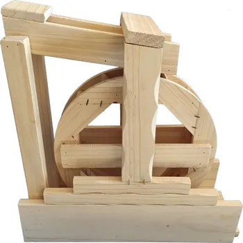 Zahradní dekorace Vodní mlýnské kolo dřevěné střední 42 x 42 x 15 cm přírodní (Dekorace na zahradu)