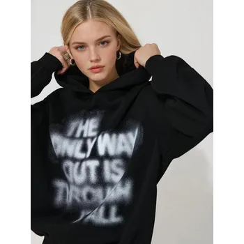 Dámská mikina Mikina s&nbsp;kapucí a&nbsp;potiskem - M - House - černá - 114GB-99X