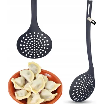 Naběračka Pěnovačka cedníková lžíce cedník na knedlíky plastová černá kuchyňská 30 cm