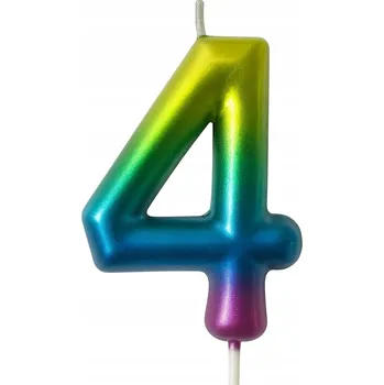 Dortová svíčka Svíčka Duhová Číslo 4 – Barevná Magie Oslav