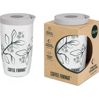 Termohrnek Coffee Format Termohrnek, Hrnek na kávu, Bílý s rostlinným motivem 350 ml