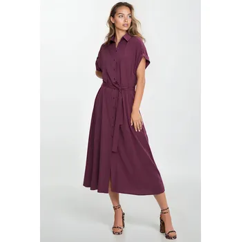 Dámské oblečení Midi košilové šaty S270 Barva: Fialová, Velikost: S/M