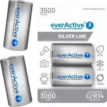 Článková baterie 2 BATERIE R14 C NABÍJECÍ BATERIE TUŽKOVÉ BATERIE ENERGIZER 3500MAH AKU BATERIE NABÍJECÍ