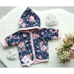 AMÁLKA Bavlněný dvojitý kabátek tmavě modrý, Květy Velikost: 74-80