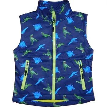 Chlapecká vesta Chlapecká softshellová vesta s fleecem Kugo HB8629, tmavě modrá (chlapecká softshellová vesta s dinosaury)