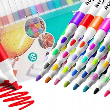 AKRYLOVÉ FIXY VODĚODOLNÉ FIXY POPISOVAČE NA KAMENY A LÁTKY SADA 80 KS