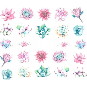 Přípravek na nehty Samolepky na nehty – vodolepky, barevné květiny, vzor BN-1784