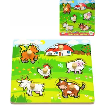 _Ostatní 1_ DŘEVO Baby vkládačka zvířátka puzzle s úchyty *DŘEVĚNÉ HRAČKY* 00512015