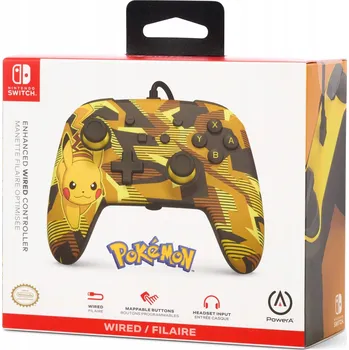 Herní příslušenství Drátový ovladač PowerA Wired Controller pro Switch, Camo Storm Pikachu