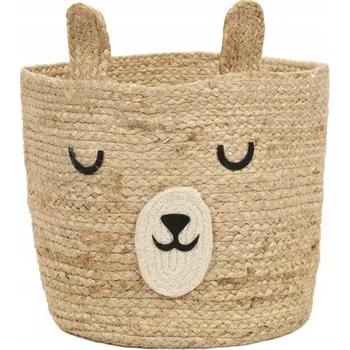 Úložný box Jutový koš ve tvaru medvídka 28 x 28 x 25 cm - Koš na hračky