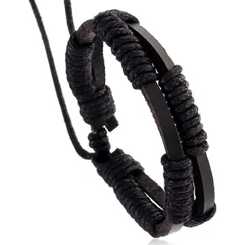 Náramek Černý propletený pánský náramek