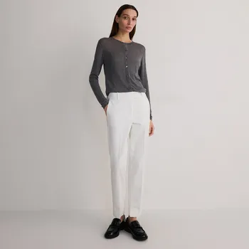 Reserved - Cigaretové kalhoty s&nbsp;nažehlenými puky - bílá - 844BS-00X - 844BS-00X-40-2