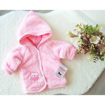 Kojenecká bunda AMÁLKA Chlupatý zateplený růžový kabátek, bunda Velikost: 56-62