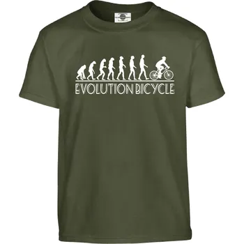 Pánská móda Tričko Evolution Bicycle Druh: Dětské, Barva: Khaki, Velikost: 134-M