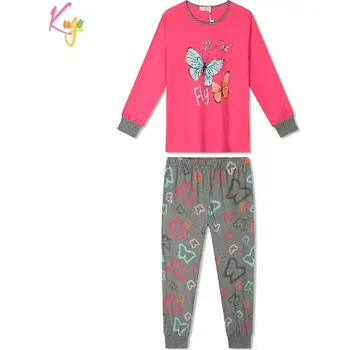 Dívčí oblečení Dívčí bavlněné pyžamo Kugo MP5862 tmavě růžové