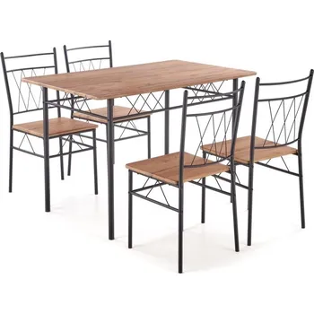 Jídelní set Jídelní set FAUST 4+1 — kov, MDF, černá / dekor dub