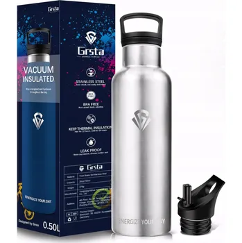 Termoska Termoláhev Lahev Na Pití Termoska na kávu Ocelová na čaj Stříbrná 500 ml