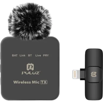 Mikrofon 2.4G bezdrátový klopový mikrofon 4,3 x 4,7 x 1,3 cm USB Lightning přijímač Sada se sluchátky kabelem pouzdrem Ochrana proti větru