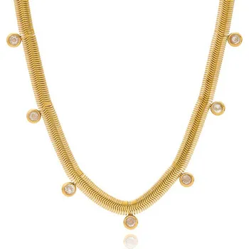 Náhrdelník Náhrdelník Snake s kamínky zlatý