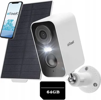 IP kamera EXTERNÍ SOLÁRNÍ BEZDRÁTOVÁ WIFI IP KAMERA 2K 3MPX ZOOM MIKROFON 64GB