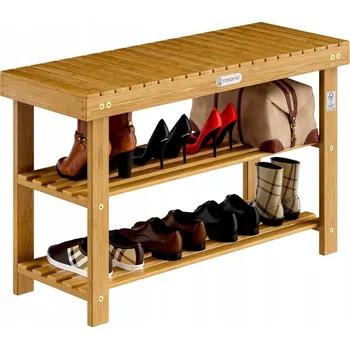 Botník s lavicí, dřevěný, 90x46x33 cm, akáciové dřevo