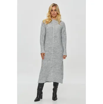 Dámský svetr Dlouhý dámský svetr rovného střihu S147 Barva: Šedá, Velikost: ONE SIZE