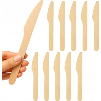 Příbor DŘEVĚNÉ NOŽE 16cm EKOLOGICKÉ PŘÍBORY SADA 10 ks