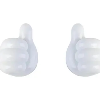 Sada dvou samolepicích držáků na kabely brýle a drobné předměty do auta i domácnosti ve tvaru ruky s palcem nahoru z pryže bílá