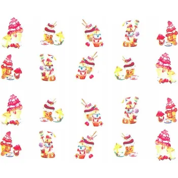 Samolepky na nehty - vodolepky, vzory sladkostí, barevné BN-820