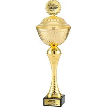 Zlatý Pohár s Emblémem a Víkem 36 cm + GRAVÍROVÁNÍ DÁREK