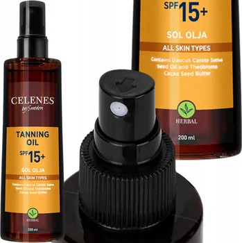 Přípravek na opalování CELENES by Sweden HERBAL Bylinný Olej na Opalování SPF 15 200 Ml