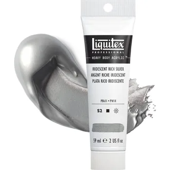 Vodová barva Akrylová barva Liquitex Heavy Body - Iridescent Rich Silver