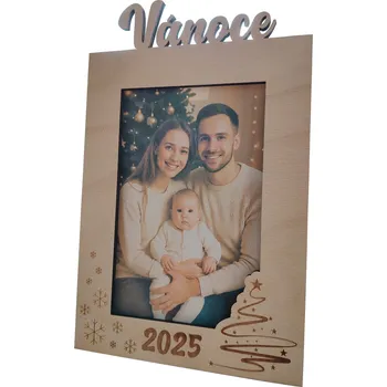 Rám na obraz Dřevěný fotorámeček Vánoce + rok 2 Velikost: malý (foto 10x15)