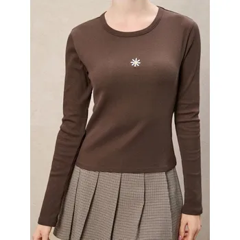 Dámské tričko Sinsay - Tričko s dlouhými rukávy - hnědá - 719EU-84M - 719EU-84M-M